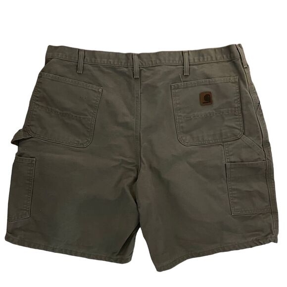 Carhartt Men's Sz 42 khaki Cargo Carpenter‎ Shorts Durable thick 100% Cotton - Picture 2 of 7